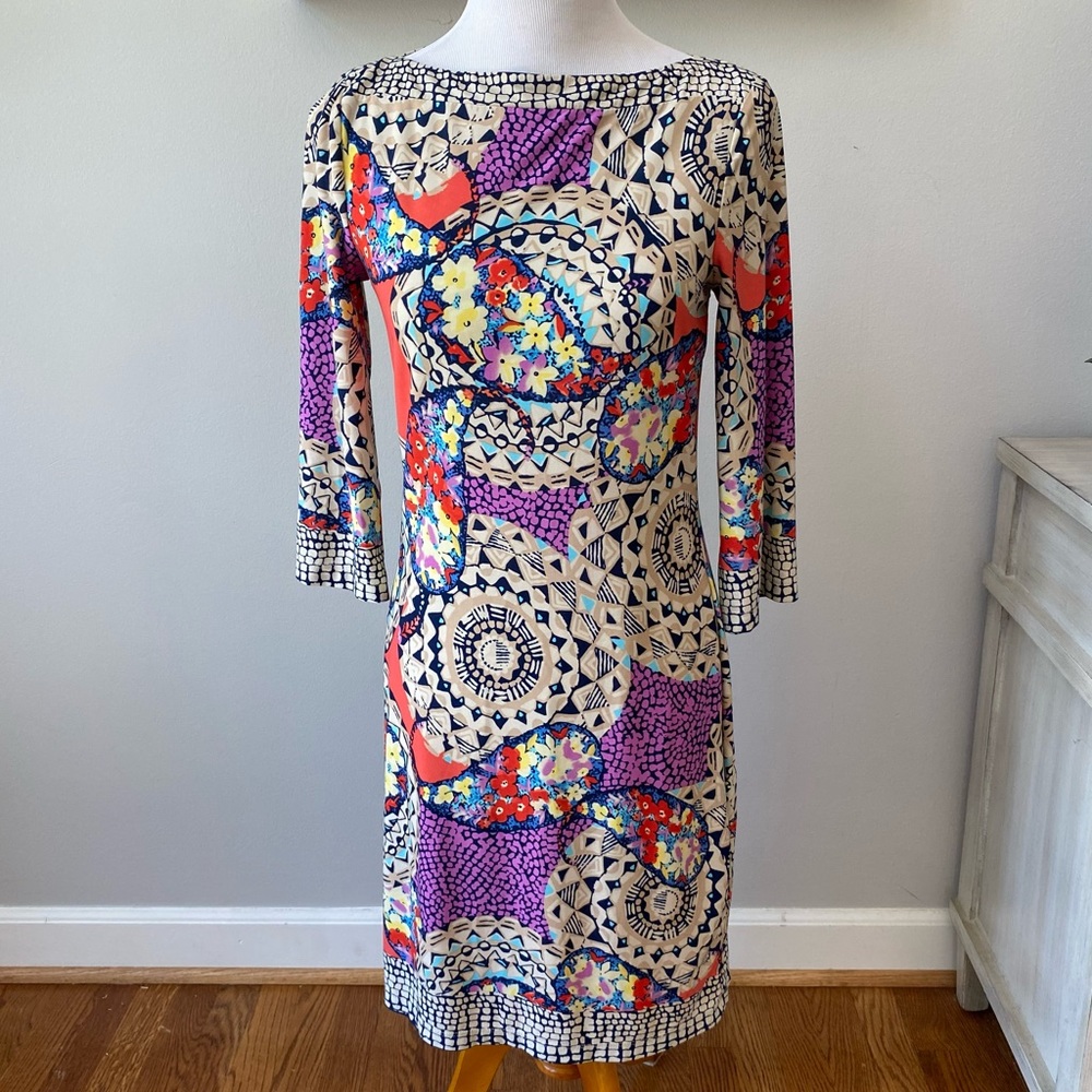 ECI colorful pattern long sleeve dress 6